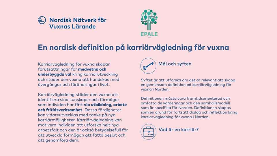 En nordisk definition på karriärvägledning för vuxna (SE)